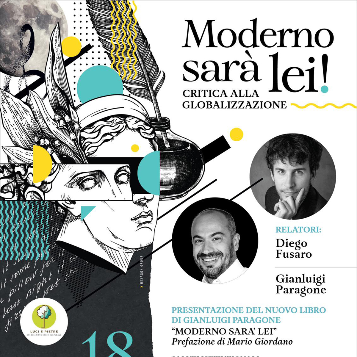 “Moderno sarà lei” evento culturale con il filosofo Diego Fusaro e il giornalista Gianluigi Paragone.